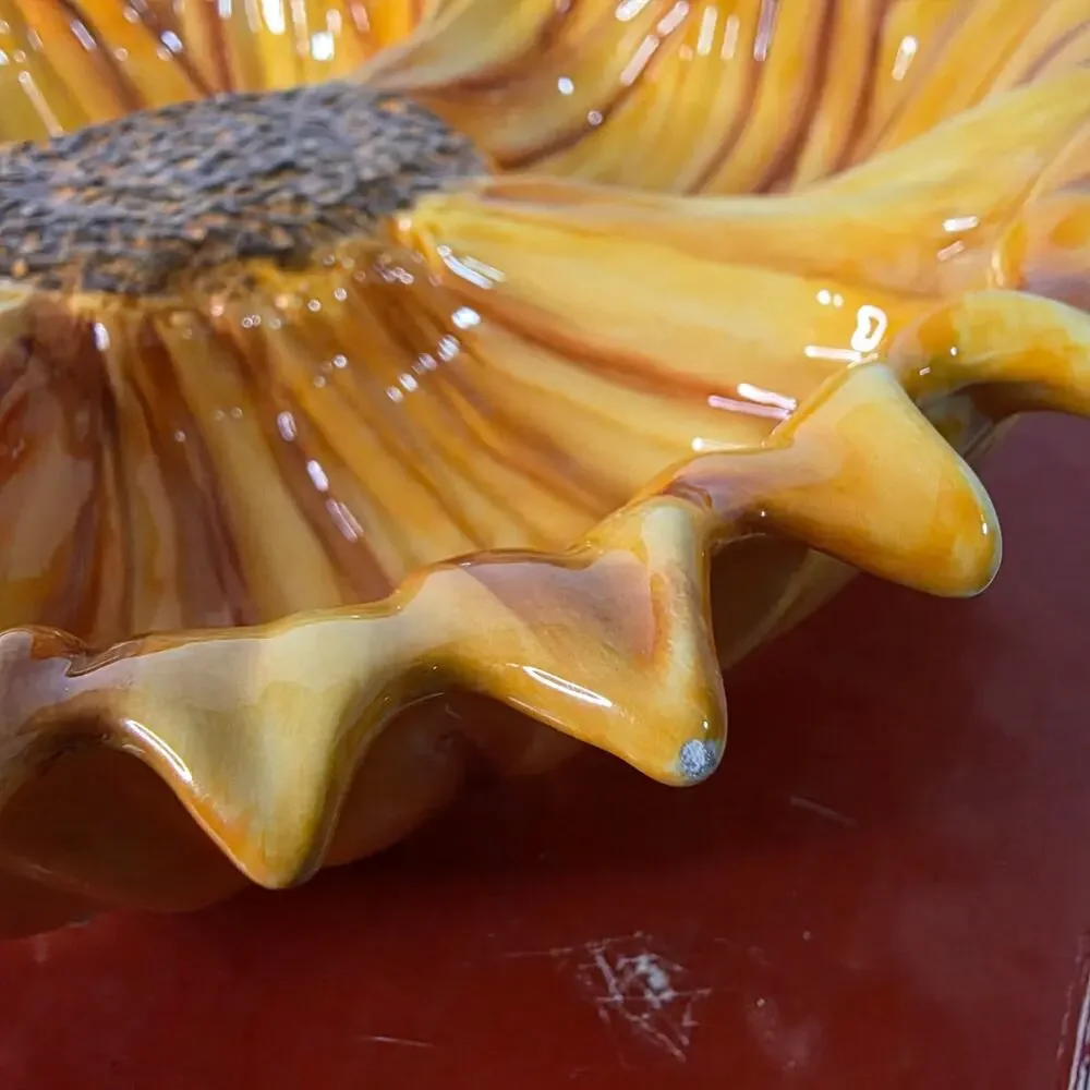Harvest Sunflower 4-Section Ceramic Divided Serving Dish 15in Original Box